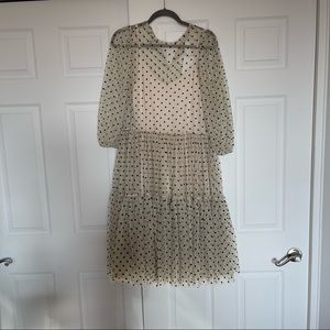 Sheer polka dot midi dress
